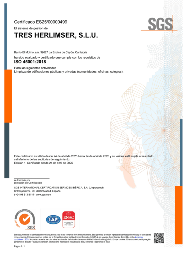 Certificado Sgs Iso 45001 1 cantabria